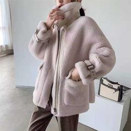 Heydress autumn winter women solid Faux Lamb Fur Coat lady Granular Sheep Shearing Jacket Female Casual Warm Outerwear 211018