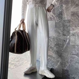 Autumn Korean Men's Pants White Sweatpants Casual Trousers Wide-leg Pants Drape Guard Pants Streetwear Mens Clothing 210527