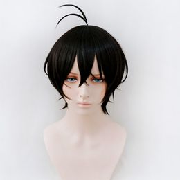 Anime SK Cosplay Wig Black Miya Short Straight Synthetic Hair SK8 the Infinity Cute Hair Styled + Free Wig Cap