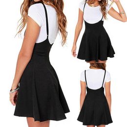 Skirts Women Skirt Mini Suspender High Waisted Pleated Adjustable Stretch Flared Skater Young Girl Preppy Style Plus Size