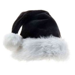 Black Plush New Year Santa Claus Christmas Hat Plush Thicken Cotton Christmas Hat Merry Christmas Festival Supplies Decoration Y1118