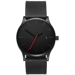 Men's watch with calendar fashion business quartz wristwatch frosted belt watches