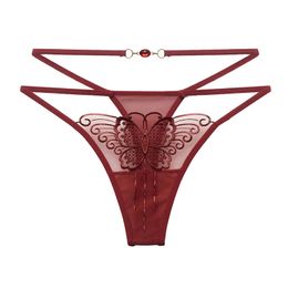 Women g-strings g-string Crotchless Panties Sexy Bikini Underwear Lace Thong Erotic Butterfly Embroidery Mesh Briefs Transparent T-back String
