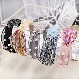 Wide Top Knot Hair Bands For Women Headdress Pearl Colour Cloth Headband Bezel Girls Hairband Hair Hoop Female Hair Accessories