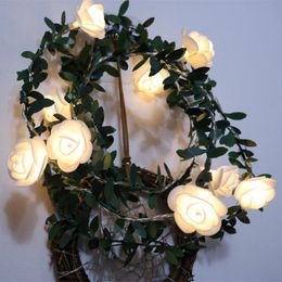 Strings 6M/3M Artificial Rose Flower Led Fairy String Lights Outdoor Navidad Decor Christmas Decorations Patio Garden DIY