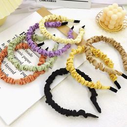 New Fashion Women Headband Soft Pleated Hairband Fresh Color Headwear Girls Spring Summer Hair Accessories