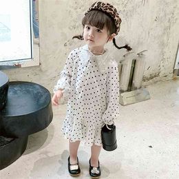 Summer Girls' Dress Polka Dot Lace Collar Chiffon Princess Cute Toddler Children's Baby Kids Girls Clothing 210625