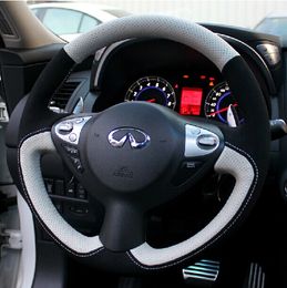 For Infiniti Q70L QX50 Q60 M25L QX56 DIY custom leather hand-sewn car steering wheel cover