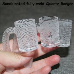 Sandblasted Fully weld Quartz Banger smoking Nail 14mm Male 90 bucket bangers Nails For glass water pipe bong hookah dab rig