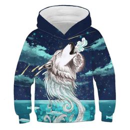 2021 autumn 3D printing star wolf hooded sweater fashion men's and women's casual Sweatshirt Pullover loose coat