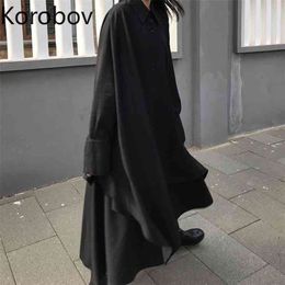 Korobov New Arrival Women Blouses Vintage Streetwear Black Female Shirts Korean Chic Harajuku Blusas Mujer 2a499 210430