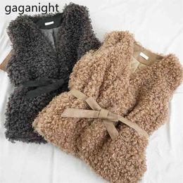 Fashion Women Thick Vest Lambswool Elegant Office Lady Outwear Tank Camis Autumn Winter Solid Vests Chic Korean Tops 210601