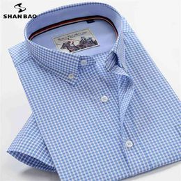 5XL 6XL 7XL 8XL 9XL 10XL Classic Brand Cotton Plaid shirt Summer Business Casual Large Size Men's Loose Short Sleeve Shirt 210626