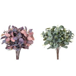 Decorative Flowers & Wreaths Eucalyptus Stems 8Pcs Silk Seeded Greenery Leaves Real Contact Leaf Fake Branches Sprigs For Wedding