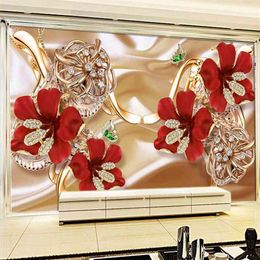 European Style Luxury Jewellery Flowers Murals Wallpaper Living Room TV Background Wall Cloth Waterproof Wall Papers For Walls 3 D 210722