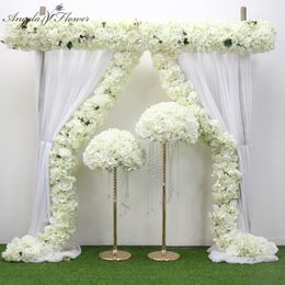1M/2M Creative artificial flower row runner luxury foldable bending decor wedding backdrop arch party home curtain flowers wall
