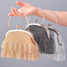 Shiny Rhinestone Bags for Women Diamond Folds Luxury Handbag Evening Clutch Messenger Bag Women