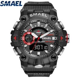 SMAEL Military Watches Men Sport Watch Waterproof Wristwatch Stopwatch Alarm LED Light Digital Watches Men's Big Dial Clock G1022