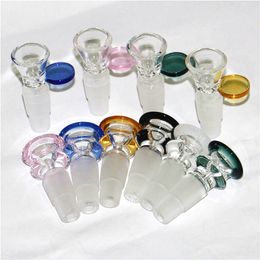 2 in 1 Thick Round Glass Bowl Herb Dry Oil Burner Smoking Tools Accessories 14mm 18mm male For water Bongs