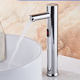 Short High Style Chrome Bathroom Automatic Touch Free Sensor Faucets water Deck Mounted Basin Faucet Hot Cold Mixer Tap