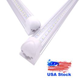 Integrate V Shape LED Tube 4ft 5ft 6ft 8ft T8 Tubes Double 8 ft Cool Light Freezer shop lights linkable Plug and Play 10000lm 14400lm USALIGHT