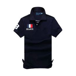 Summer Men's Golf Flag Polos Shirt Lapel Embroidered Short Sleeve T-Shirt Top Apparel