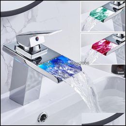 Bathroom Sink Faucets Faucets, Showers & As Home Garden Fashion Baralho Torneira Faucet With Led Light Polished Tap Basin Deck Mounted Mixer