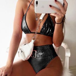 High Waist Bikini 2021 Belt Swimwear Women Swimsuit Sexy Micro Bikinis Set Push Up Bathing Suit Summer Beachwear Bathers Biquini Women's