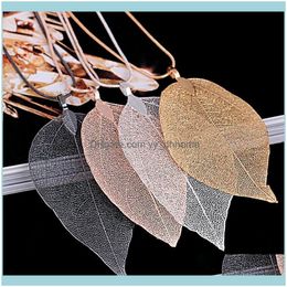 & Pendants Jewelrysweater Coat Necklaces Ladies Girls Special Leaves Leaf Pendant Necklace Long Chain Jewellery For Womens Bijou Gift Chains D