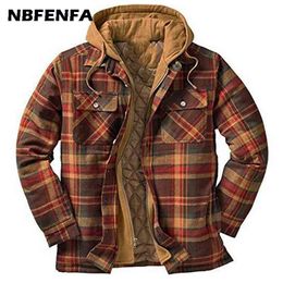 Winter Männer Jacken Vintage Plaid Mantel Männlich Warme Parkas Mit Kapuze Dicke Outwear Gesamt Kleidung Casual Lose Sport Jacke LA325 210811