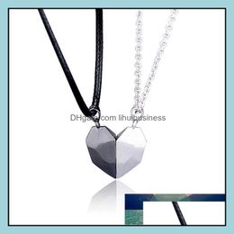 Pendant Necklaces & Pendants Jewellery Ins Magnet Love Necklace Men Couple, Friendship Two Into One Heart For Women Vintage Drop Delivery 2021