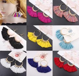 2021 17 Colours Womens Fashion Bohemian Earrings Long Tassel Fringe Dangle Hook Earring Eardrop Ethnic Jewellery Gift