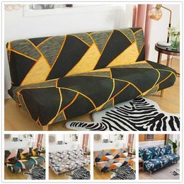 Elastic Anti-dust Sofa Bed Cover without Armrest Spandex Plaid Print Tight Wrap Folding Slipcover for Living Room Towel 211207