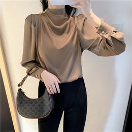 Fashion Silk Shirts Long Sleeve Party Professional chiffon shirt Women Satin Blouses Elegant Tunic Tops 210507