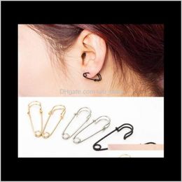 Punk Pins Shape Stud For Girls Gold Sier Black Tone Earrings Lovely Jewellery Aessories Drop Delivery 2021 D3Rzx