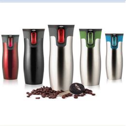 Travel Mug, Stainless Steel Thermal Mug, Leakproof Tumbler, Coffee Mug with Easy-Clean Lid, Premium Reusable Coffee Cup 450ml 210809