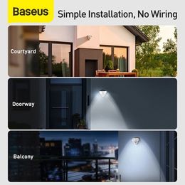 Baseus LED Solar Lamp Waterproof Outdoor Solar Garden Lights PIR Motion Sensor Triangle Shape Wall Lamp Solar Light For Garden Lawn Lamp