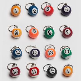 Mini Billiards Shaped Key Ring Assorted Colorful Billiards Pool Small Ball Key chain Hanging Decorations Accessories Nice Gift