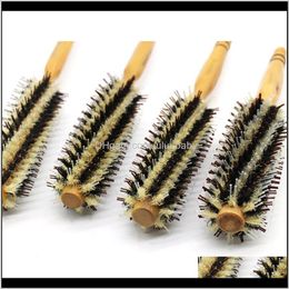Diy Curly Brush Antistatic Wood Handle Round Comb Bristle Curling Hairbrush Hairdressing Styling Tool 2 Colours Wxg9E Malse