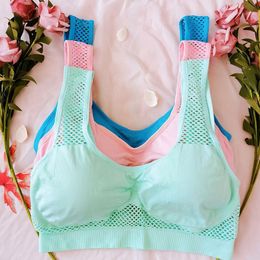 Plus Size Wireless Comfort Air Bra For Women Hollow Mesh Breathable Underwear Shockproof Sports Fitness Yoga