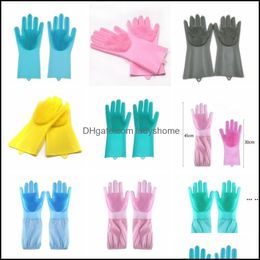 Household Tools Housekee Organisation Home & Gardendishwashing Brush Scrubber Sile Kitchen Gloves Heat Resistant For Cleaning Car Pet Hair C