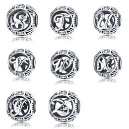 wholesale sterling silver letter charms NZ - 925 Sterling Silver Letter Collection A to Z Alphabet Charms Beads fit Women Charm Bracelet DIY Jewelry Making 1068 T2