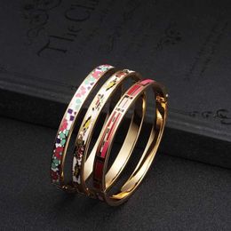 Luxury Enamel Women Girls Charm Party Wedding Bangles Ol Jewelry Unique Craftsmanship Stainless Steel Cuff Sporty Bangles Q0717