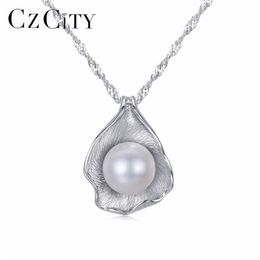 CZCITY Top Quality Trendy Jewelry,Shell Pearl Necklace Pendant, 925 sterling silver Jewellery ,fashion necklaces for women