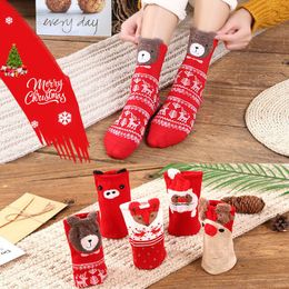 1 pair Coloured cotton red socks three-dimensional cartoon christmas socking cute Japanese ladies for autumn and winter