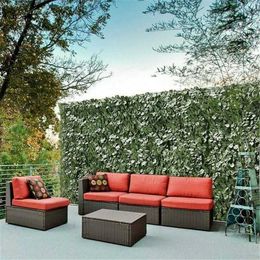 Fake Ivy Leaf Foliage Privacy Fence Screen Panel Outdoor Garden Artificial Hedge 210624