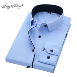 DAVYDAISY High Quality Men Shirt Long Sleeve Twill Solid Causal Formal Business Shirt Brand Man Dress Shirts DS085 210705