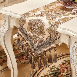 Fyjafon Table Runner Embroidery European s Double Layer Decoration Bed 33*150/33*180/33*300 210708