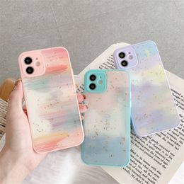 Camera Protection Women Girl Phone Cases for iPhone 12 mini 11 Pro XS Max XR X 8 7 Plus Soft Silicone Gold Foil Mobile Shell Case