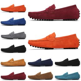 2021 running shoes jogging new Selling black pink blue Grey orange green brown mens slip on lazyleather peas